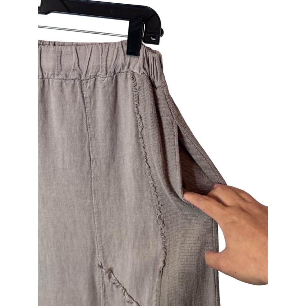 Fringed Wide-Leg Drawstring Pants - Gray - Picture 4 of 6
